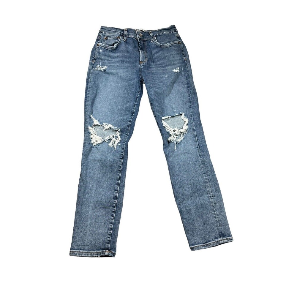 Agolde Jeans Womens 29 (Measures 25) Blue Sophie Crop Distressed Skinny Stretch